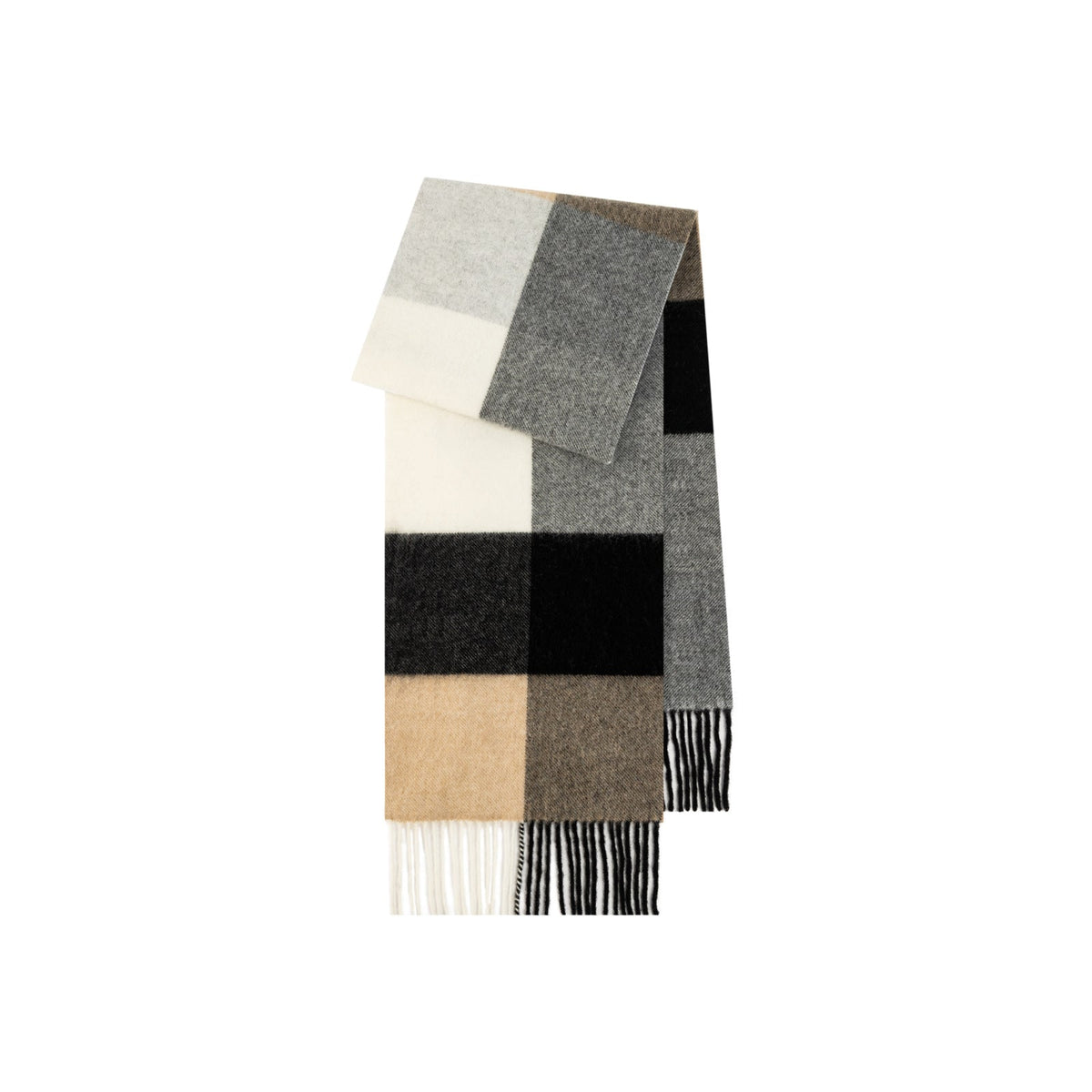 Thea Brushed Plaid Lamb Wool Fringed Scarf