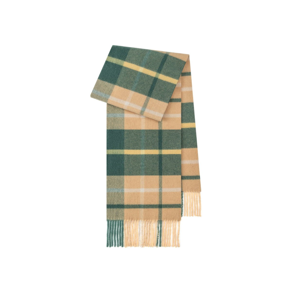Thea Brushed Plaid Lamb Wool Fringed Scarf