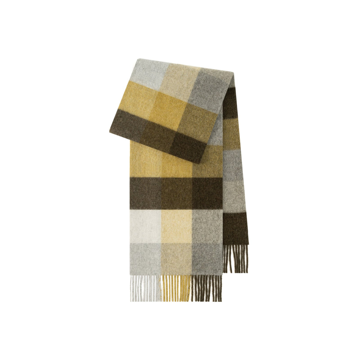 Thea Brushed Plaid Lamb Wool Fringed Scarf