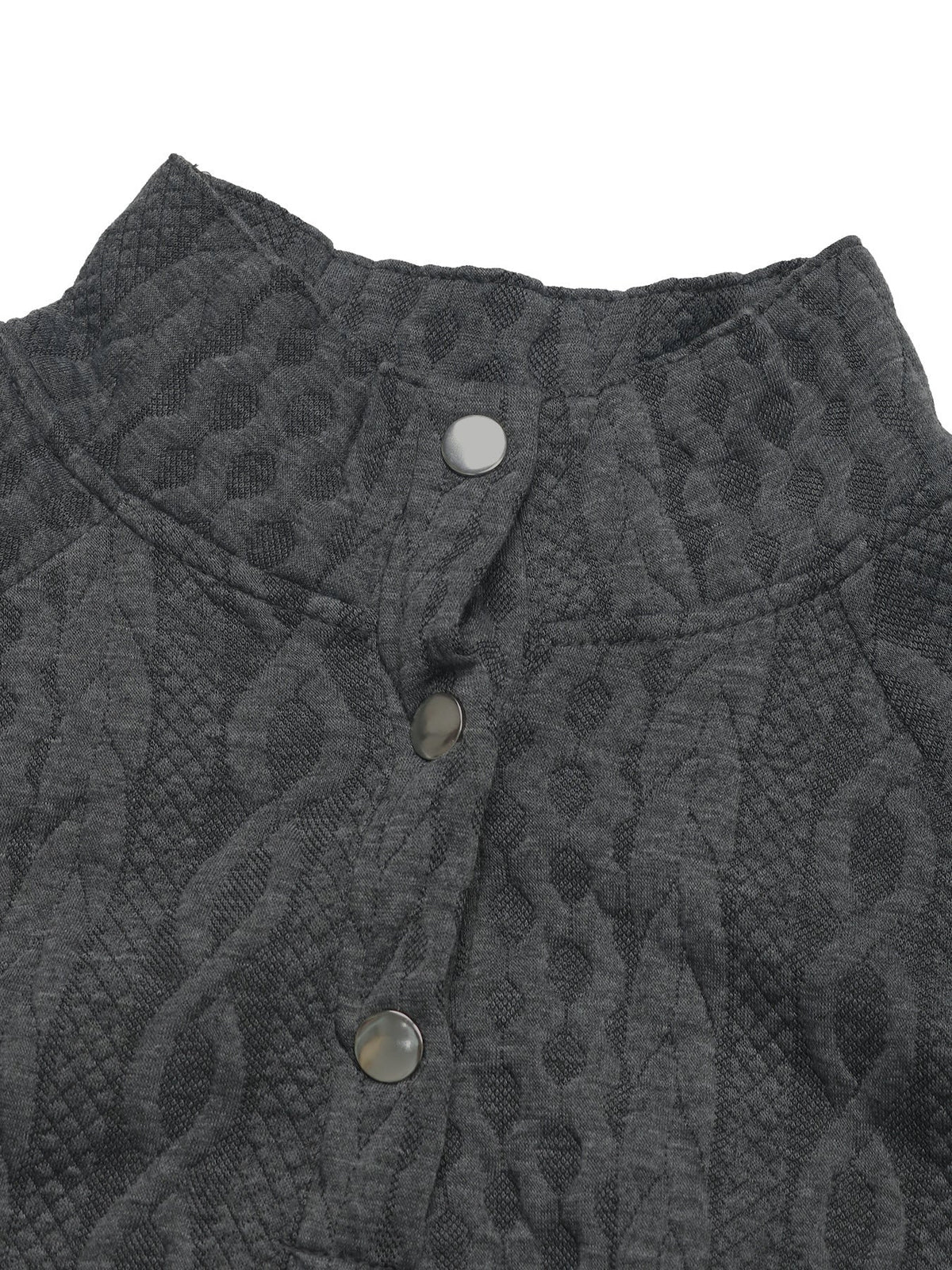 Edda Cable-Texture Button-Neck Sweatshirt