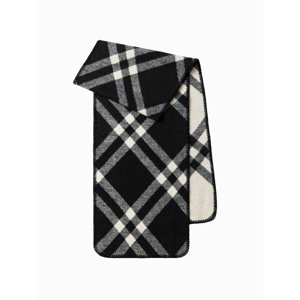 Damaris Check Blanket Stitch Long Scarf