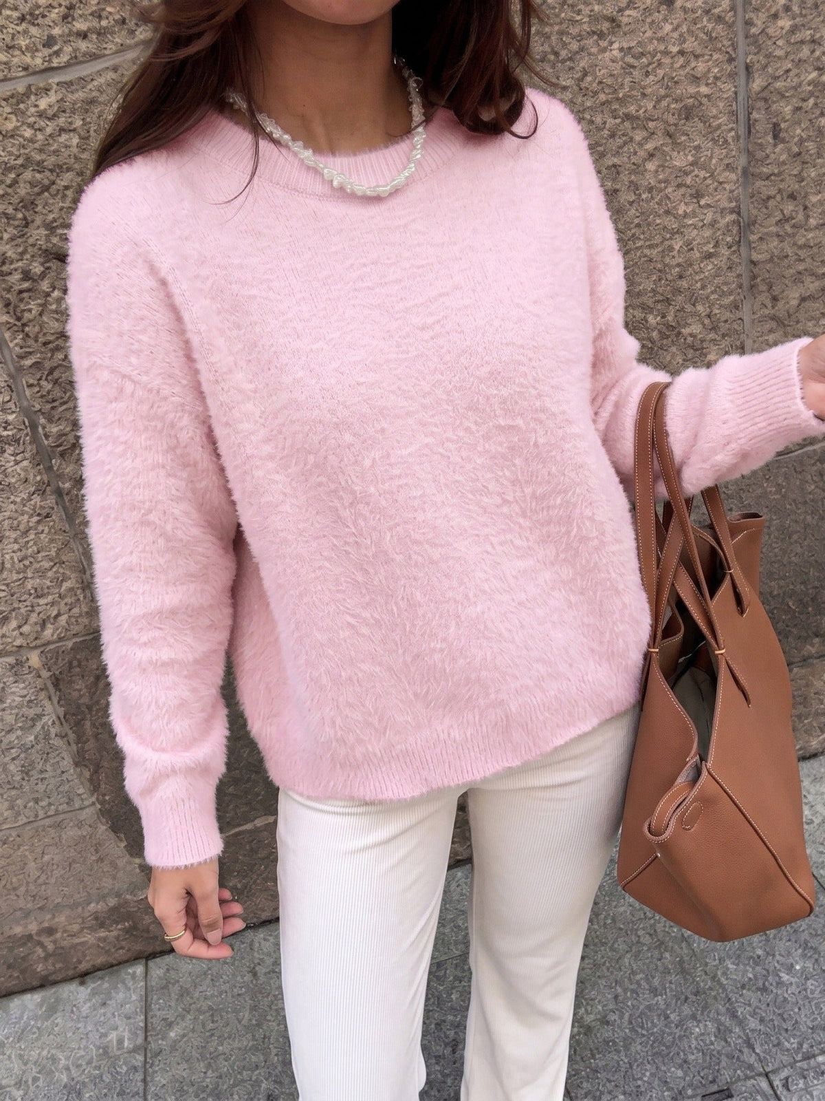 Tilde Plush Faux Mink Crew Neck Sweater