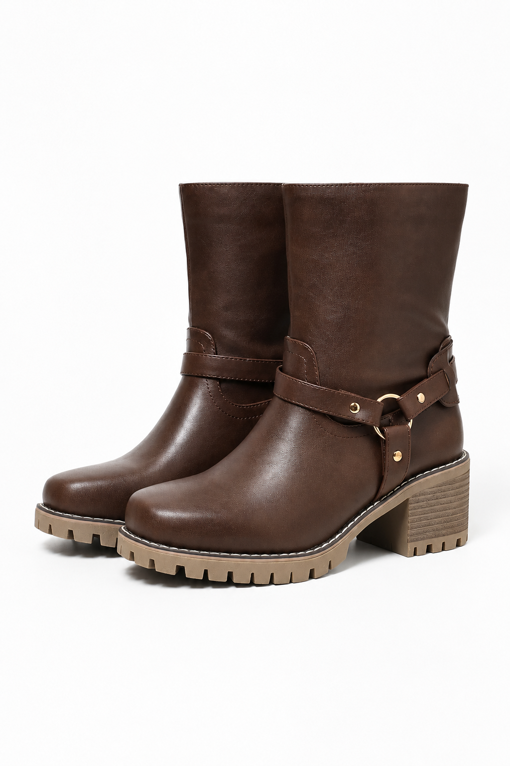 Halina Harness Strap Mid-Calf Riding Boots
