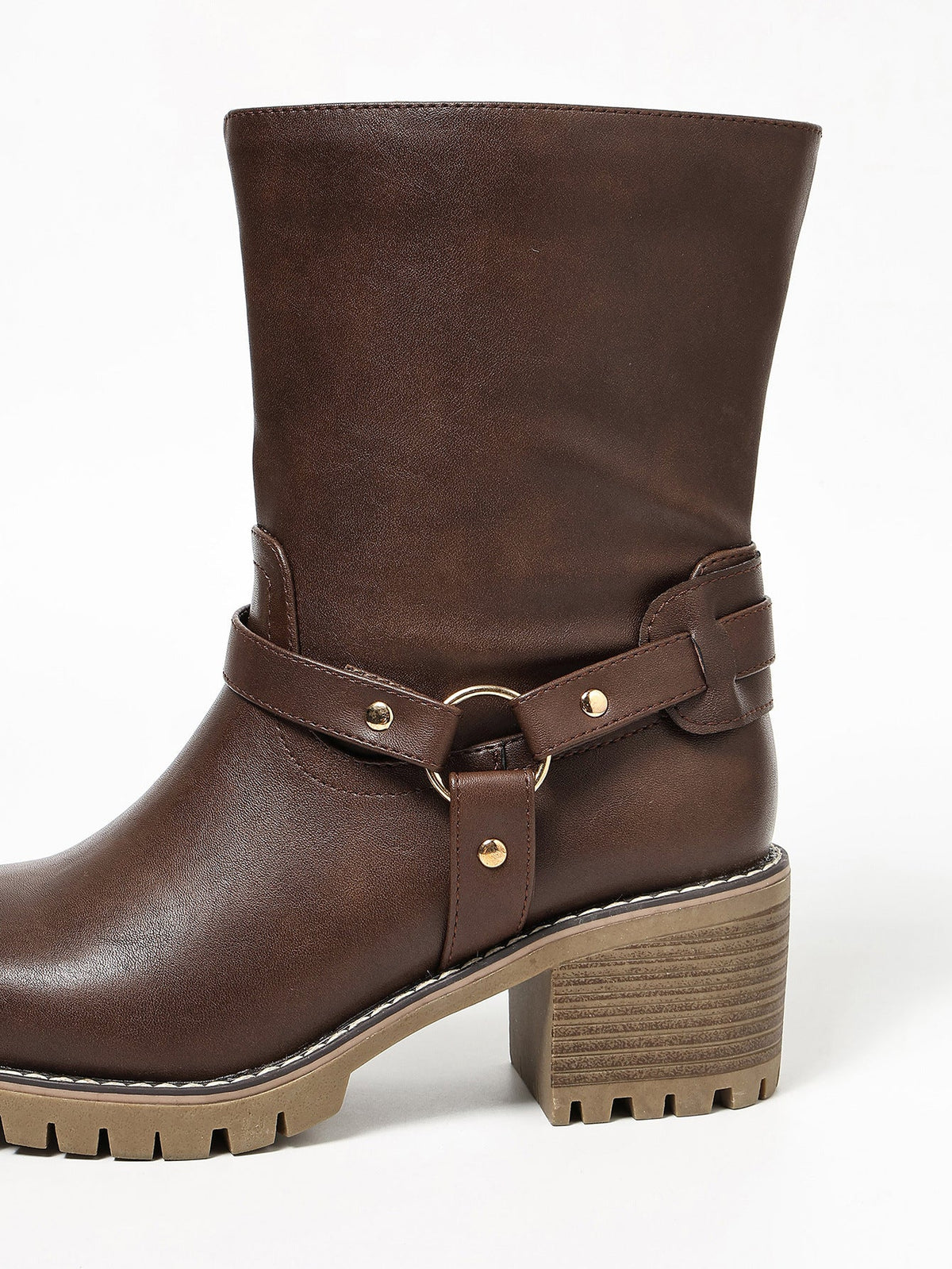 Halina Harness Strap Mid-Calf Riding Boots