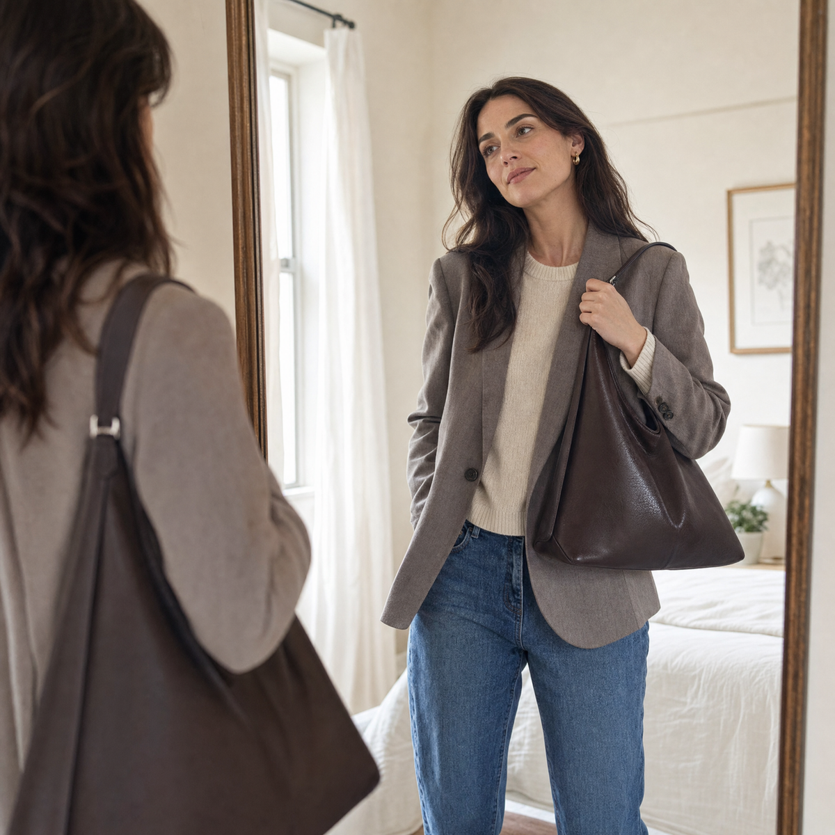 Elspeth Slouchy Vegan Leather Hobo Shoulder Bag