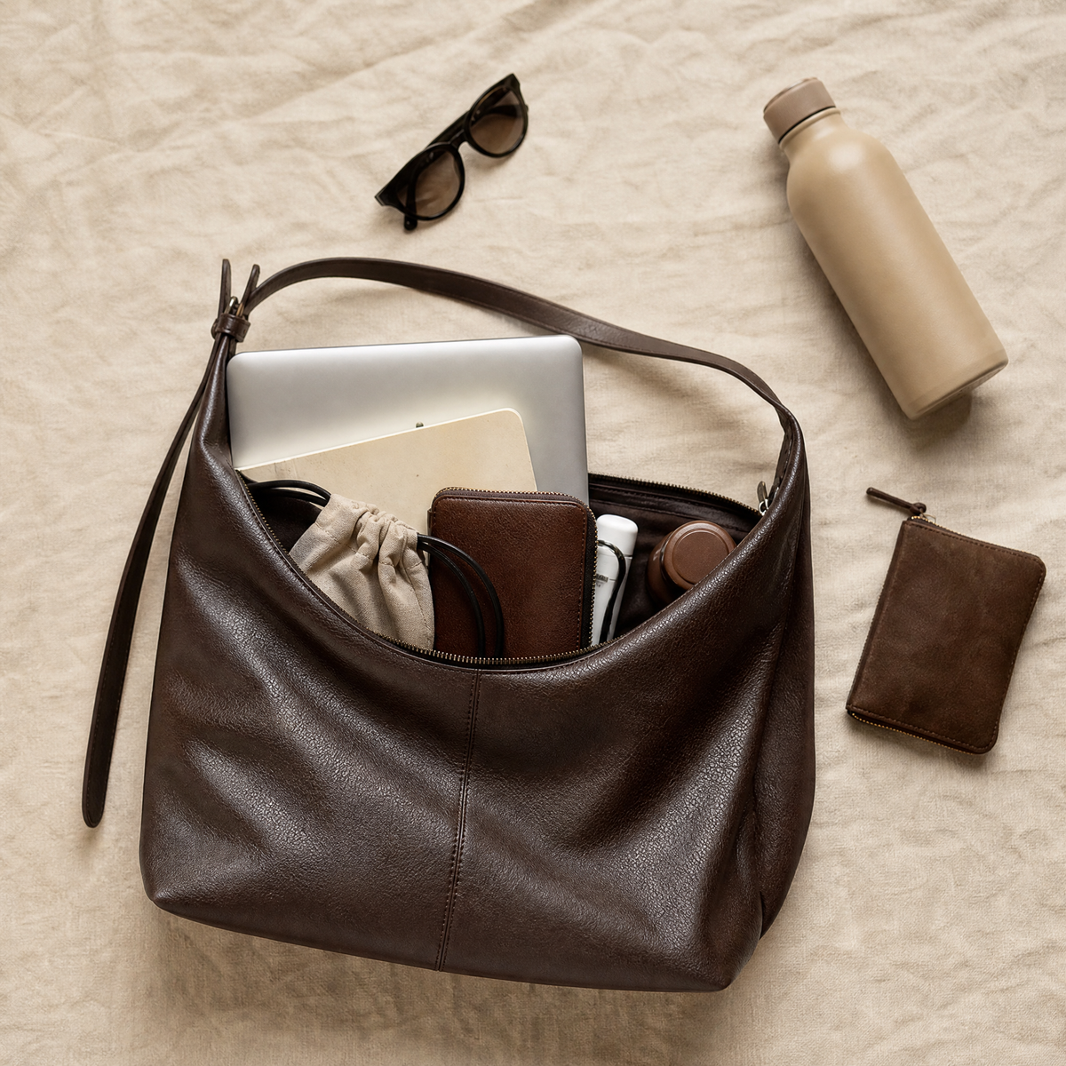 Elspeth Slouchy Vegan Leather Hobo Shoulder Bag