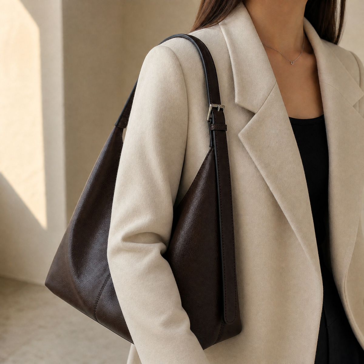 Elspeth Slouchy Vegan Leather Hobo Shoulder Bag