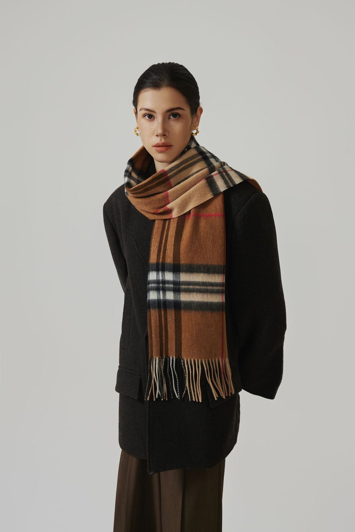 Johanna Plaid Lamb Wool Fringed Scarf