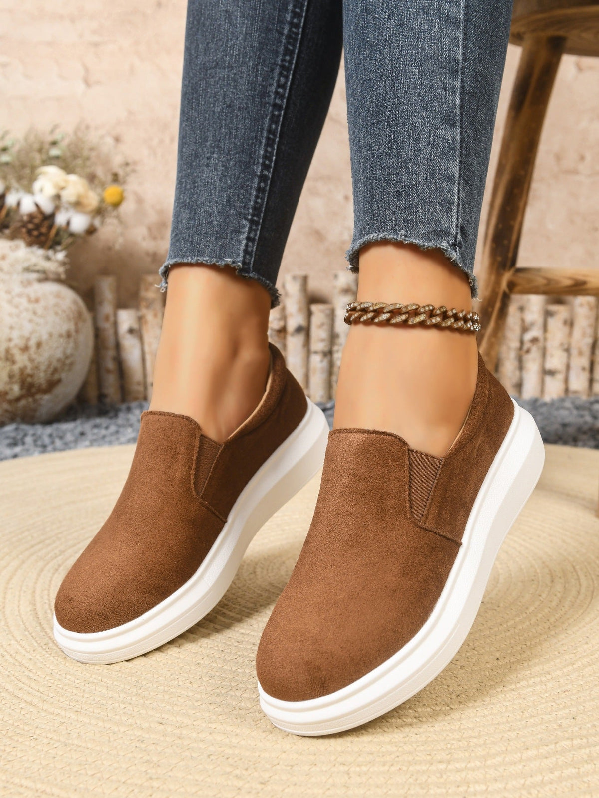 Janna Suede-Look Platform Slip-On Sneakers