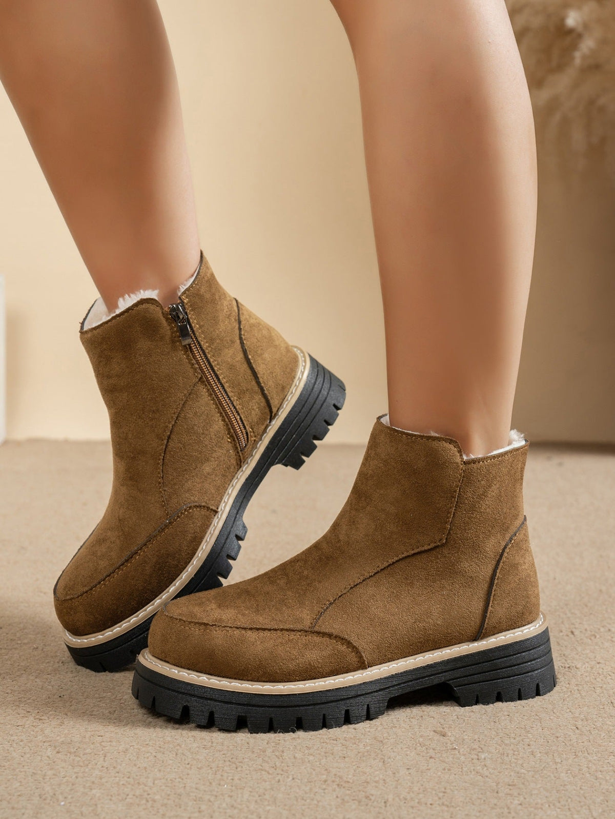 Verity Plush-Lined Side-Zip Ankle Boots