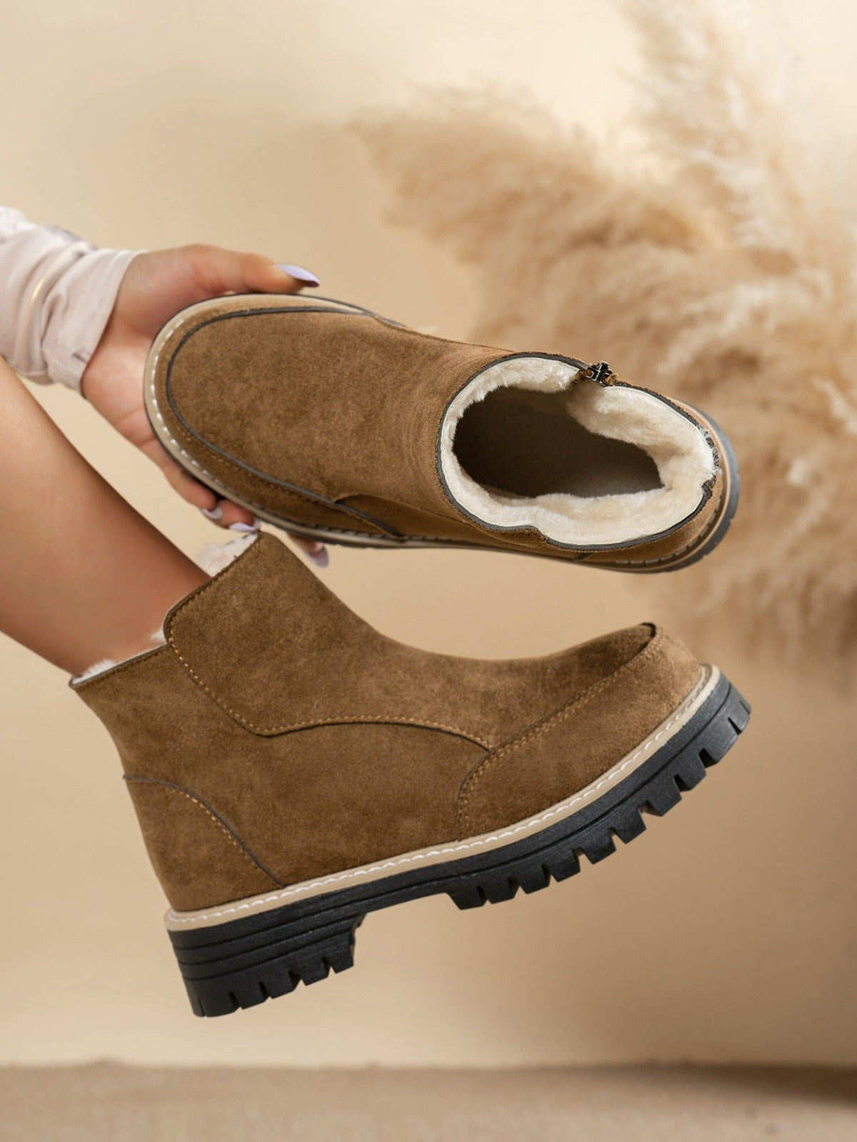 Verity Plush-Lined Side-Zip Ankle Boots