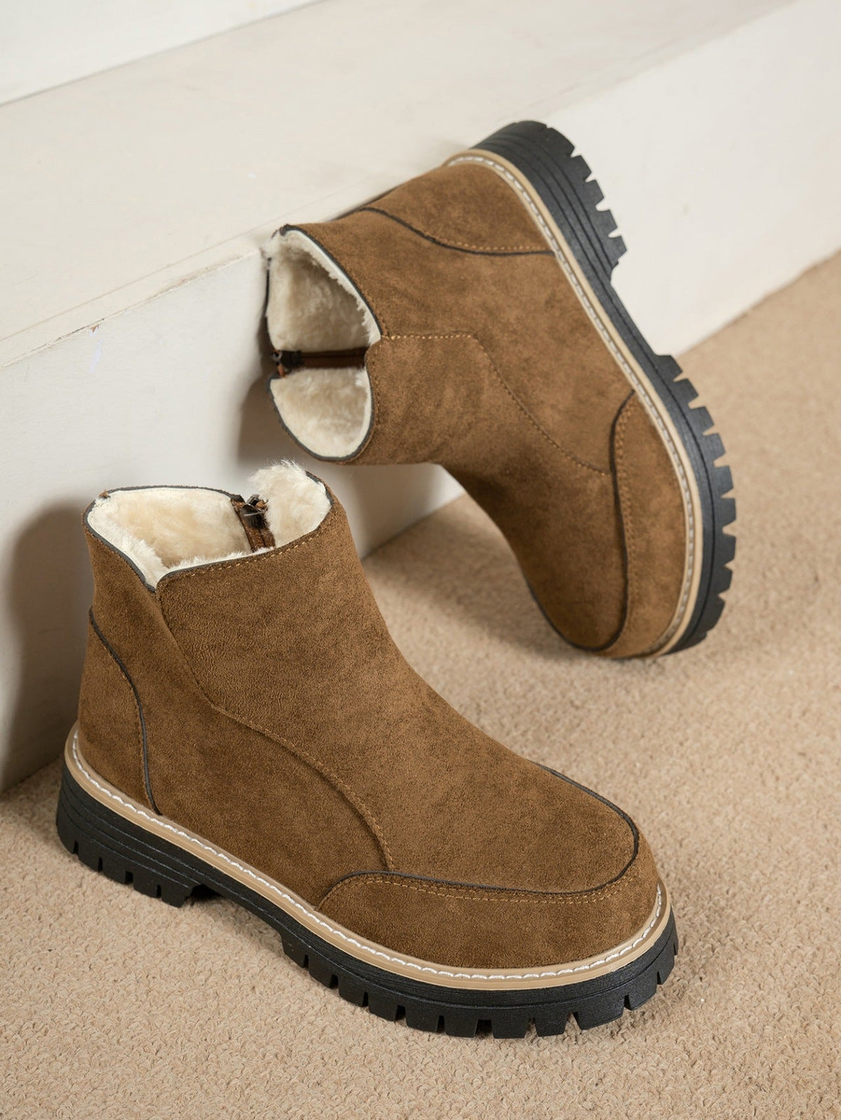 Verity Plush-Lined Side-Zip Ankle Boots
