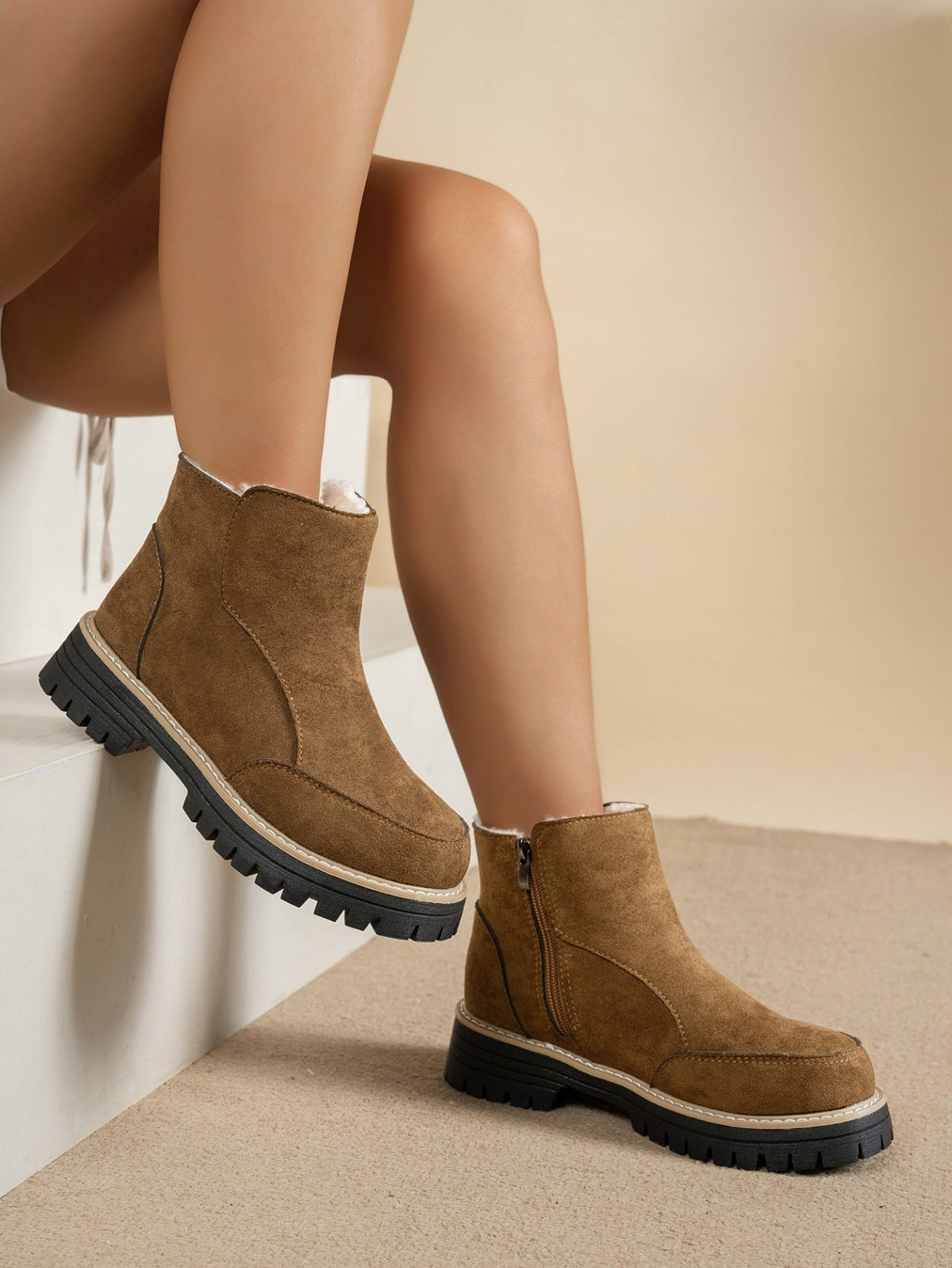Verity Plush-Lined Side-Zip Ankle Boots