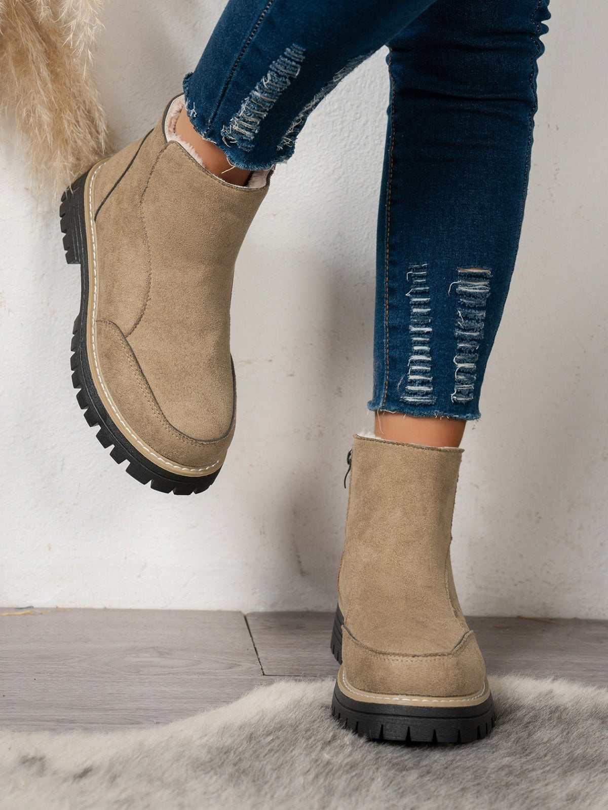 Verity Plush-Lined Side-Zip Ankle Boots