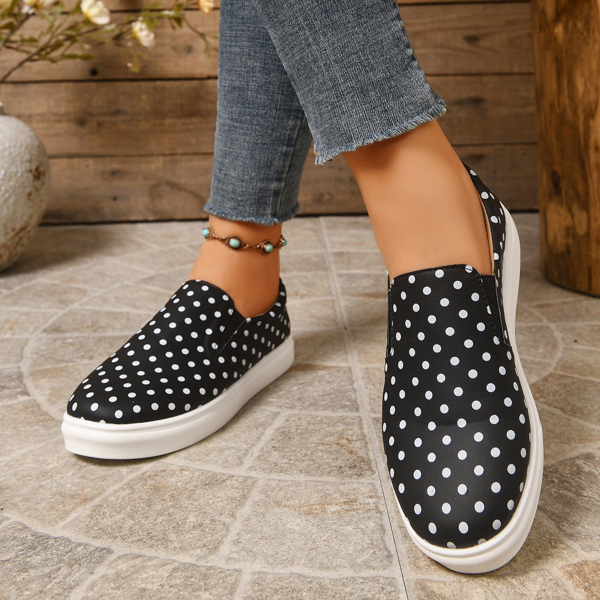 Hanne Polka Dot Platform Slip-On Loafers