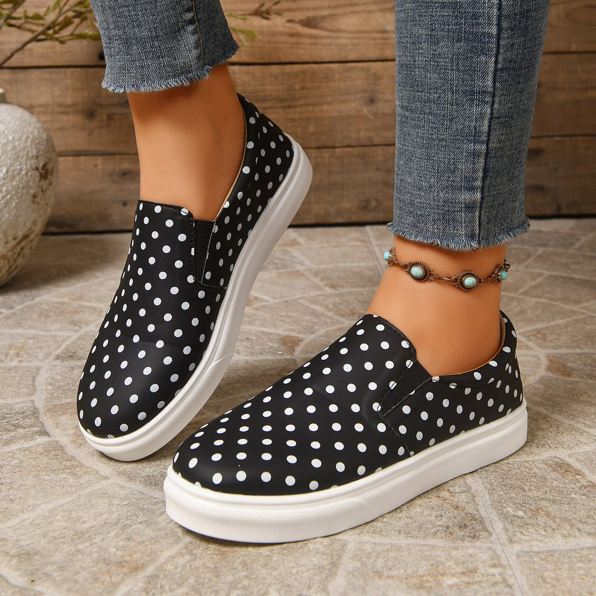 Hanne Polka Dot Platform Slip-On Loafers