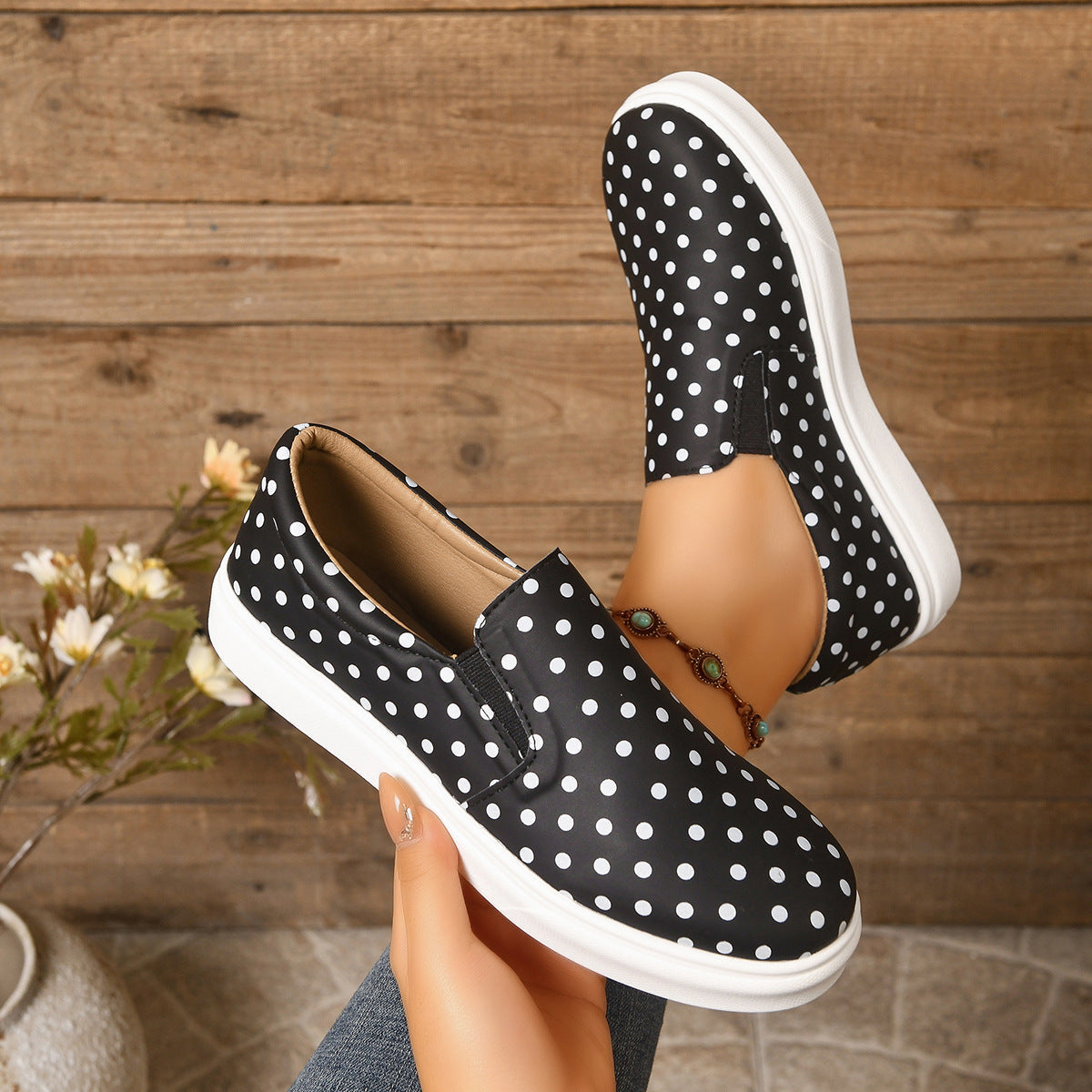 Hanne Polka Dot Platform Slip-On Loafers