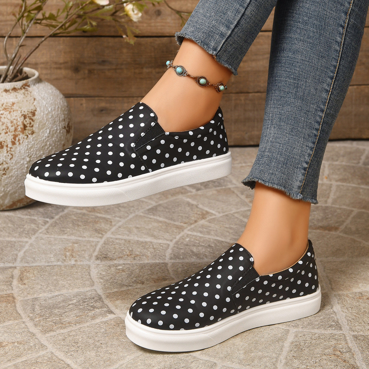 Hanne Polka Dot Platform Slip-On Loafers