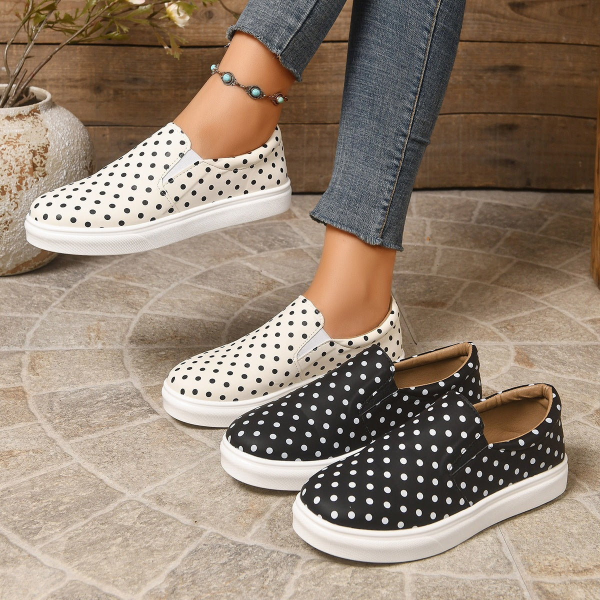Hanne Polka Dot Platform Slip-On Loafers