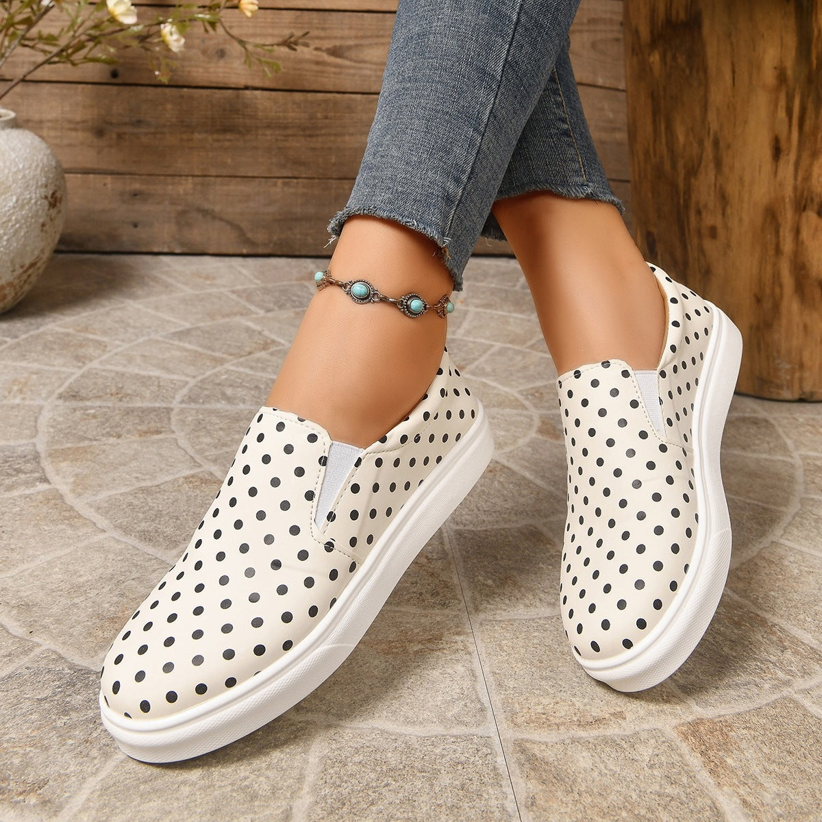 Hanne Polka Dot Platform Slip-On Loafers