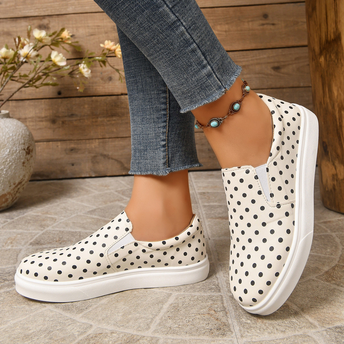 Hanne Polka Dot Platform Slip-On Loafers