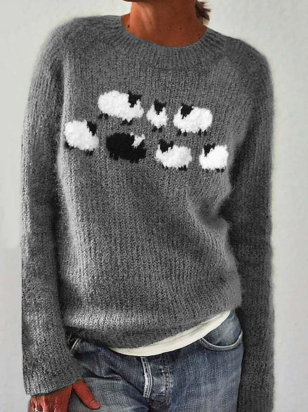 Rosette Nordic Yoke Pullover Sweater