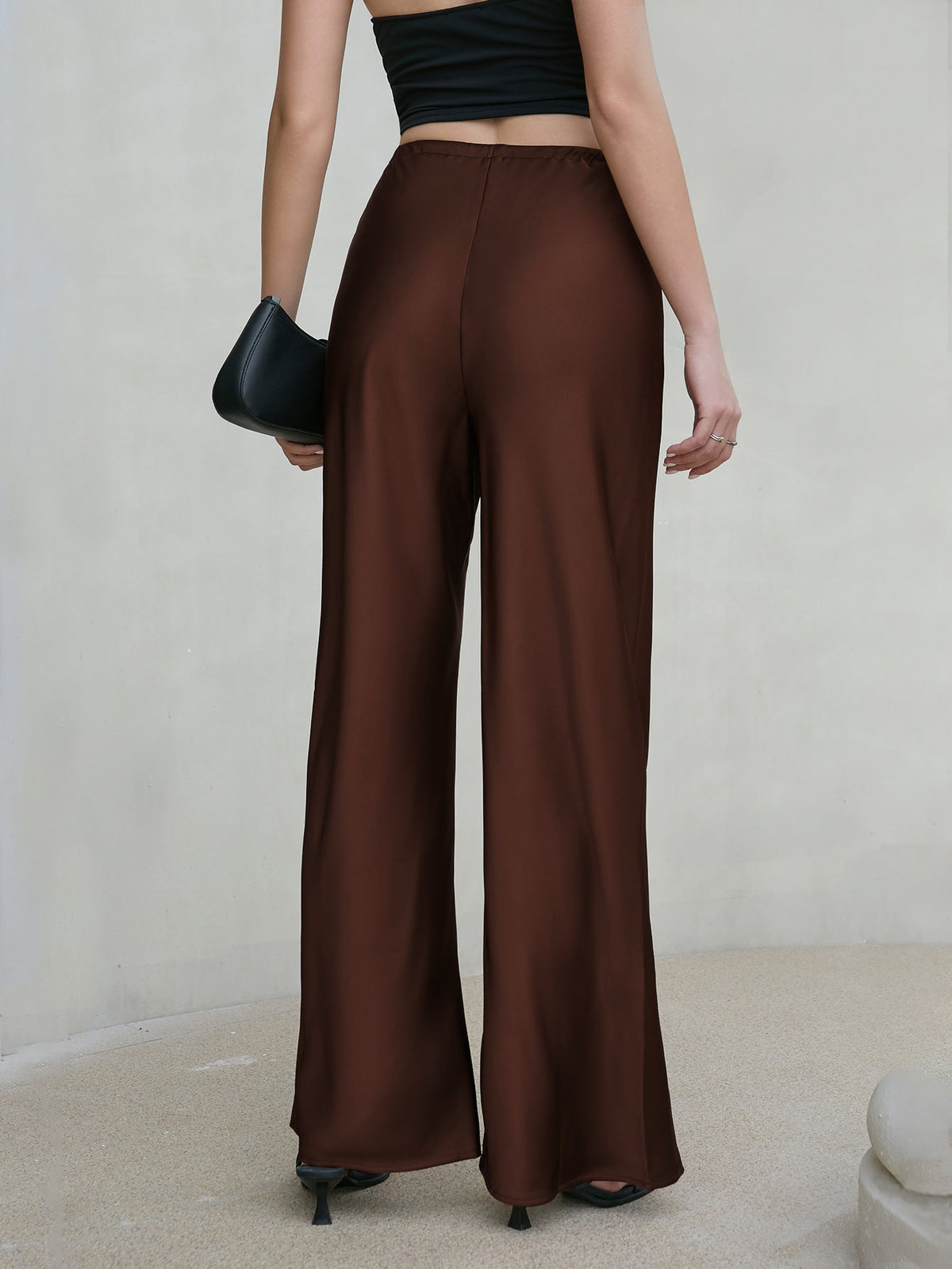 Ondine Satin Drawstring Wide-Leg Pants