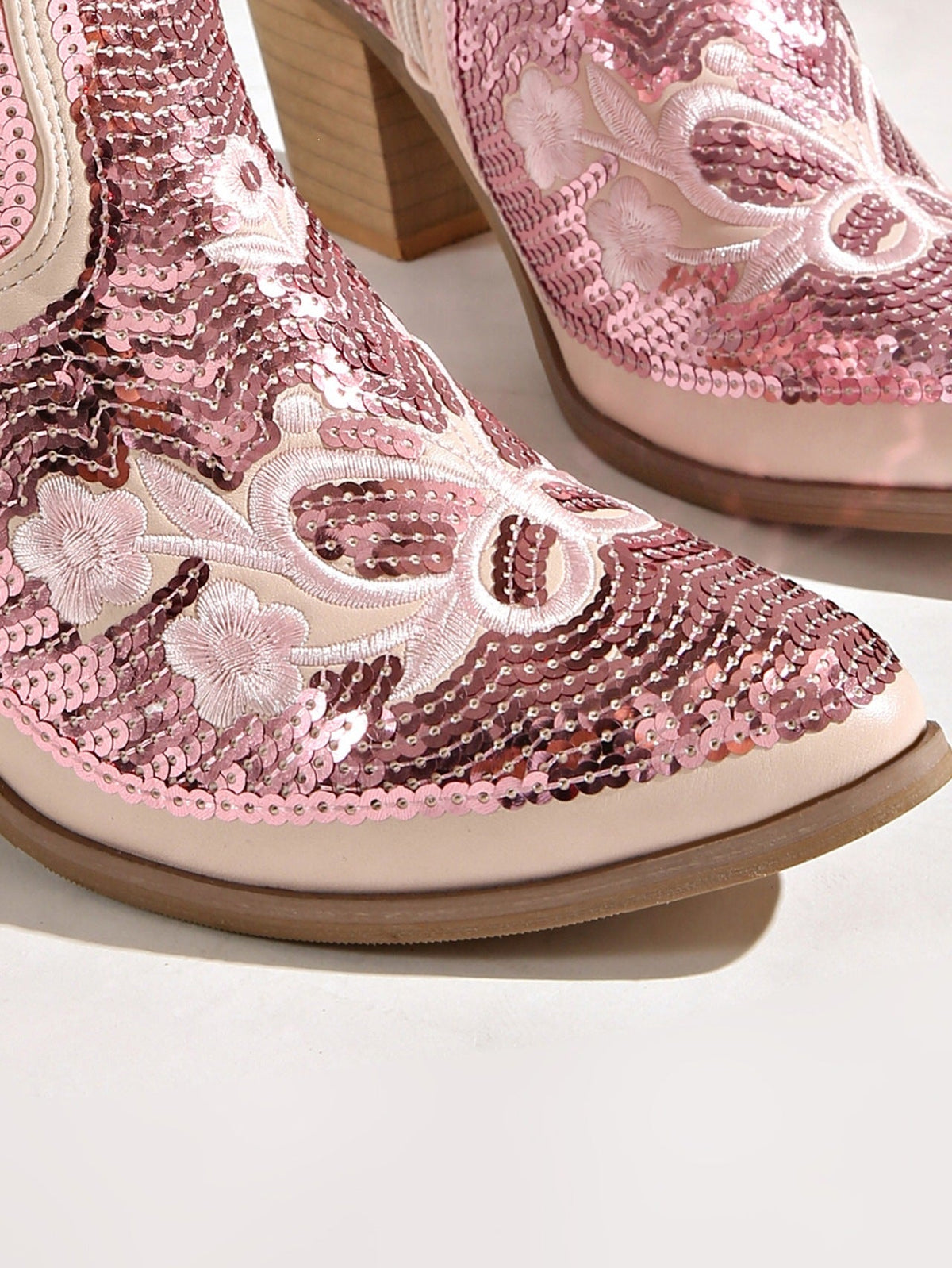 Ingrid Sequin Embroidered Western Ankle Boots