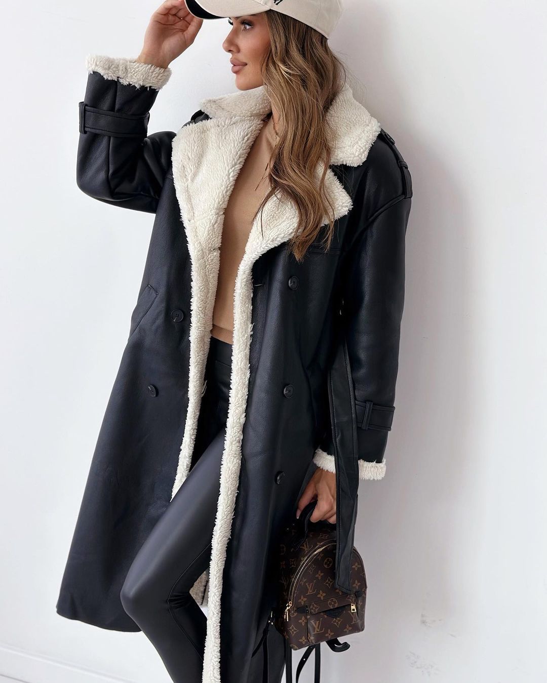 Hazel Sherpa Trim Faux Suede Longline Coat