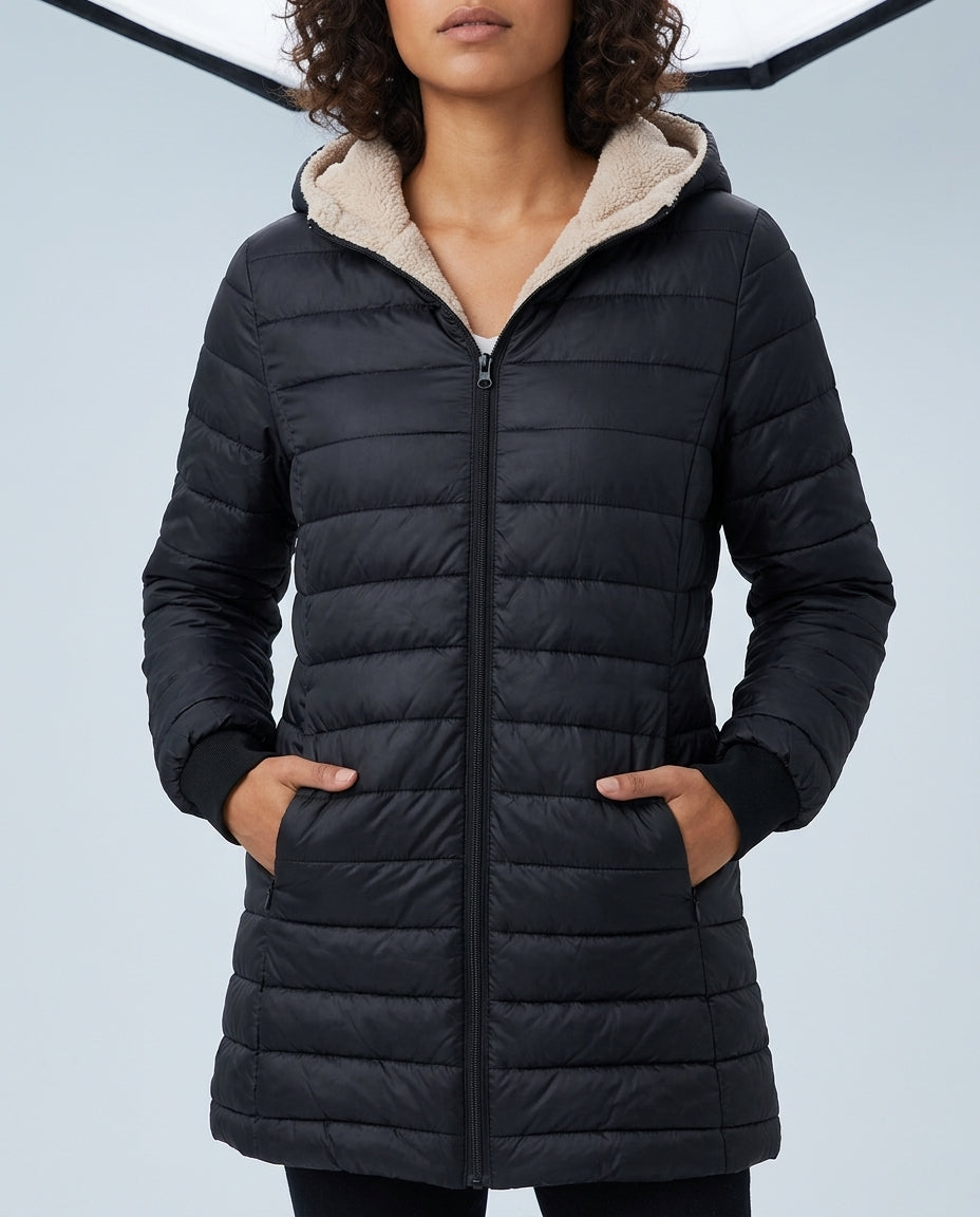 Grazia Sherpa Lined Hooded Puffer Coat