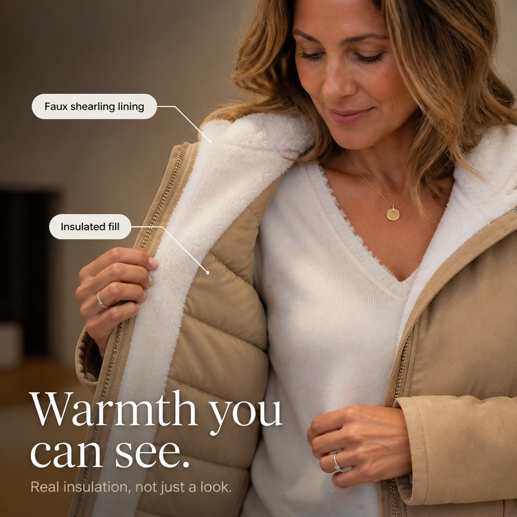 Pomona Sherpa Lined Quilted Hooded Jacket