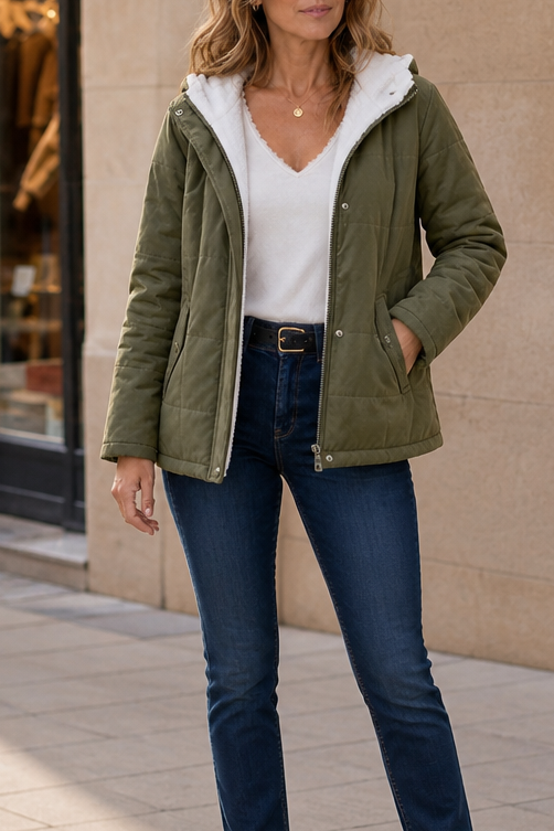 Pomona Sherpa Lined Quilted Hooded Jacket