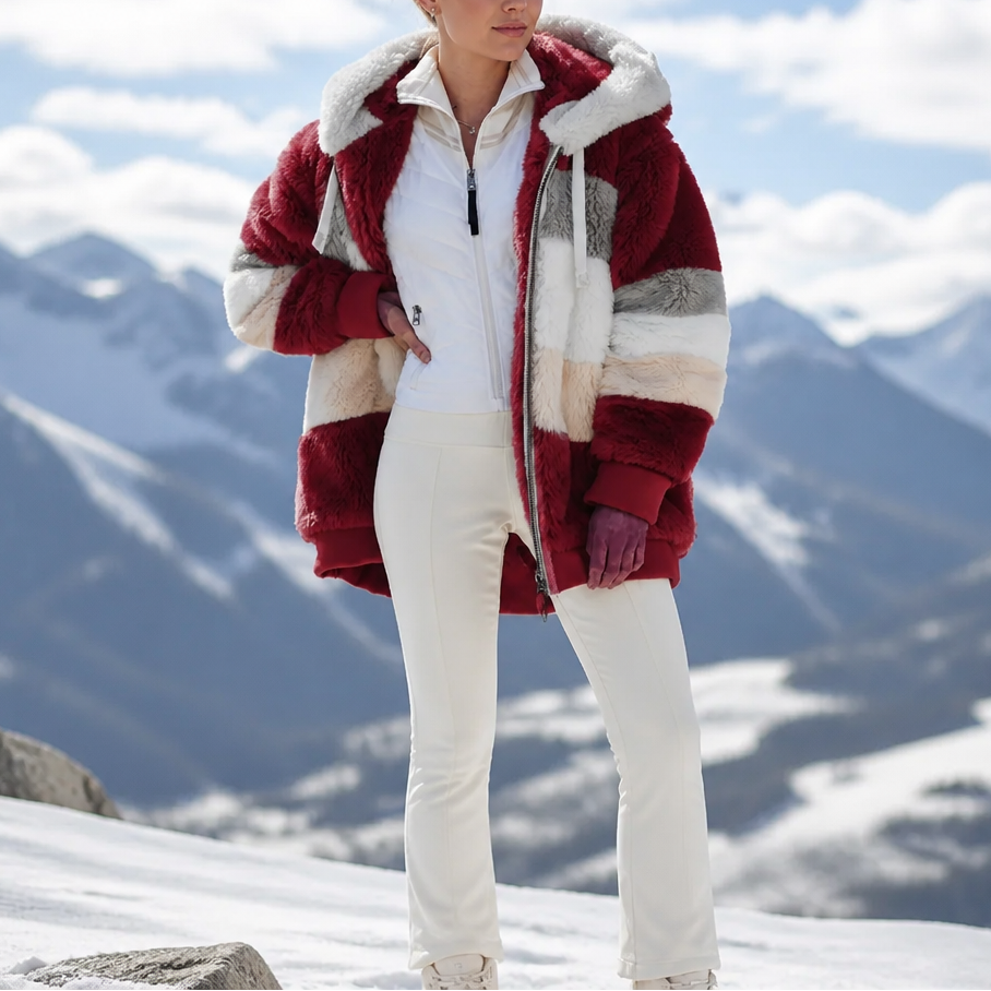 Adalia Color-Block Teddy Hooded Jacket