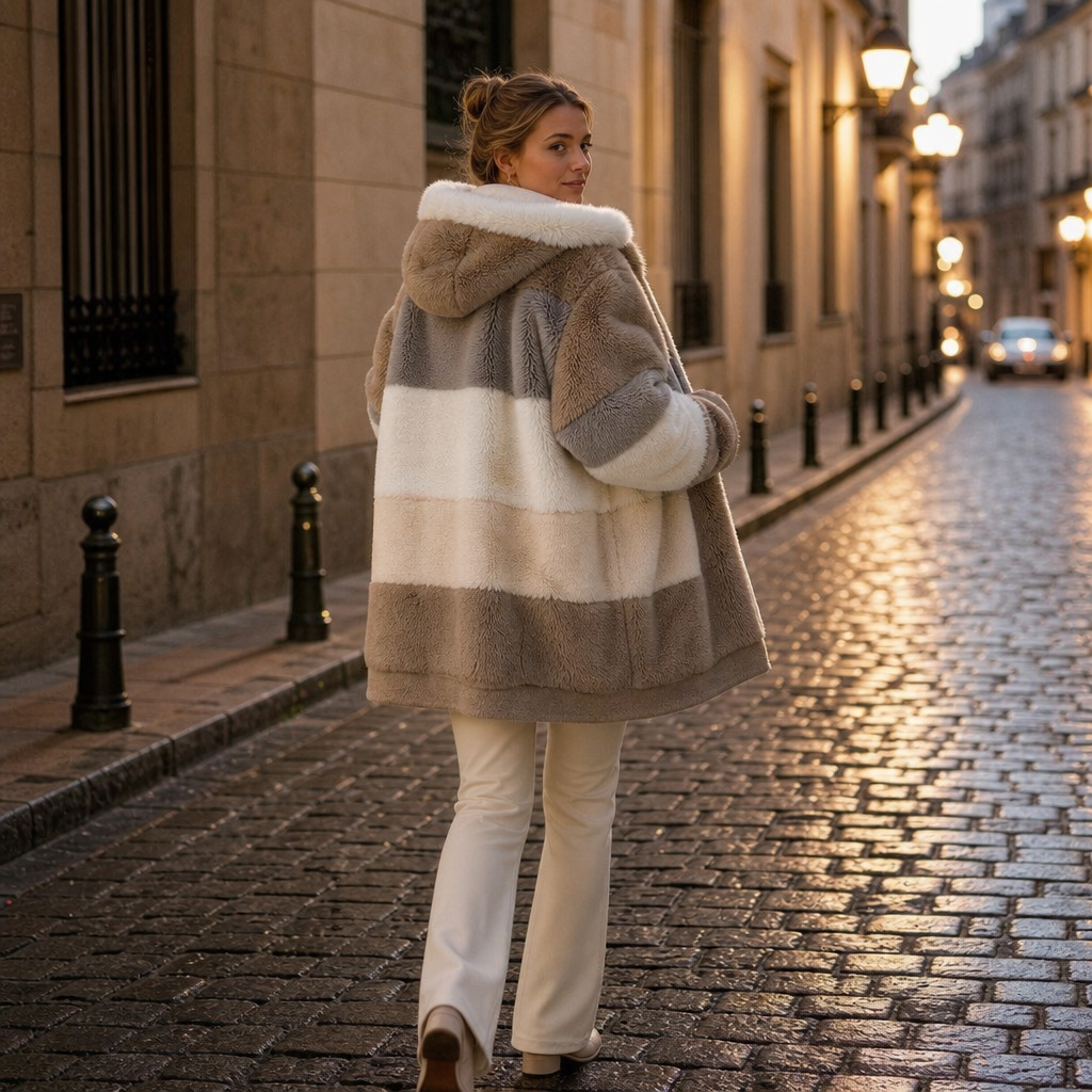 Adalia Color-Block Teddy Hooded Jacket