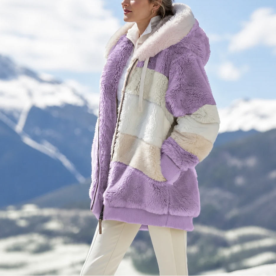 Adalia Color-Block Teddy Hooded Jacket