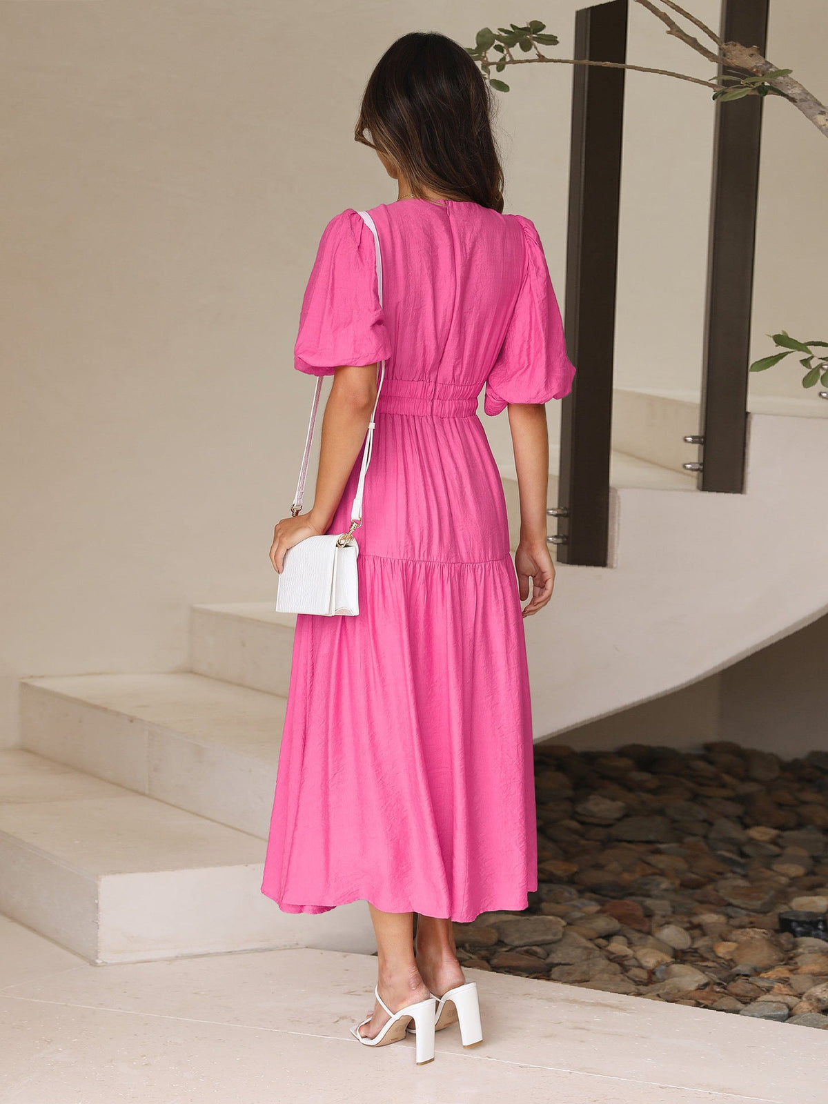 Sanne Tiered Puff Sleeve V-Neck Maxi Dress