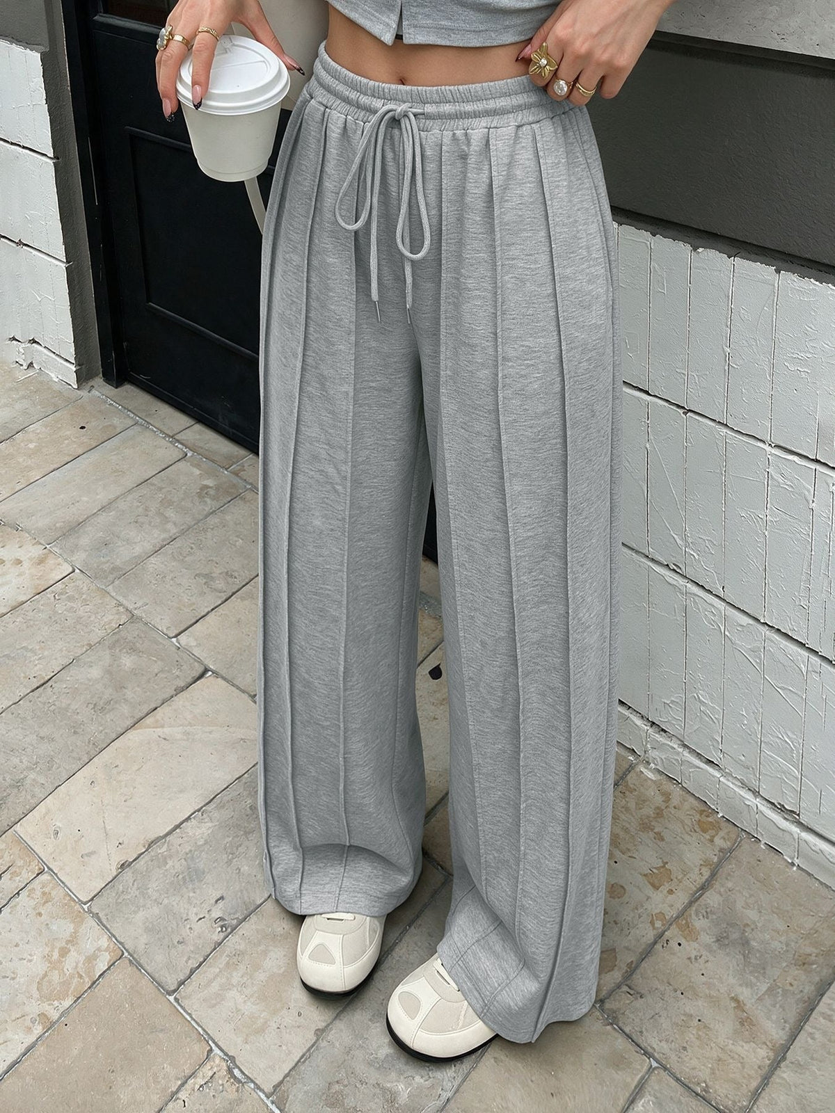 Delfina Drawstring Wide-Leg Lounge Pants