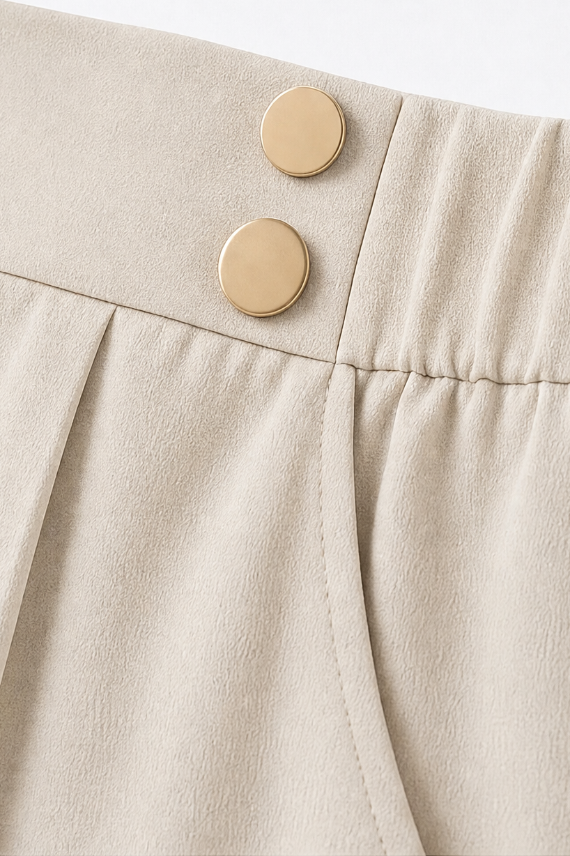 Lieke Metallic-Button Wide-Leg Trousers