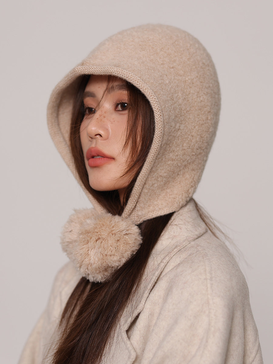 Alenka Pure Wool Pom Pom Knitted Hood