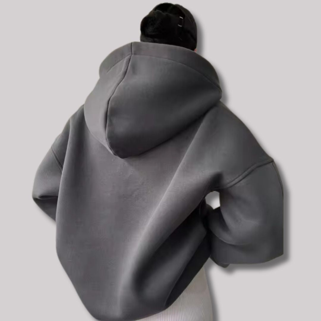 Candice | Womens Oversized Pullover Hoodie, Notch Neck | Drop Shoulder, Cuffed Sleeves | Beige, Gray, Pinkish Gray S-2XL
