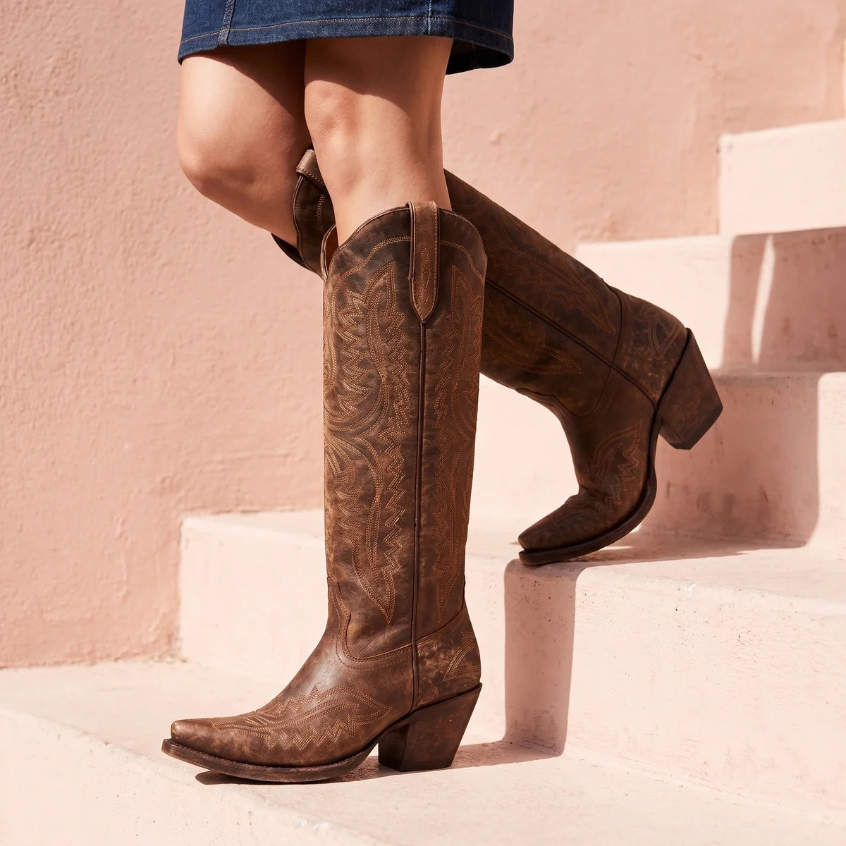 Marlena Embroidered Knee High Cowboy Boots