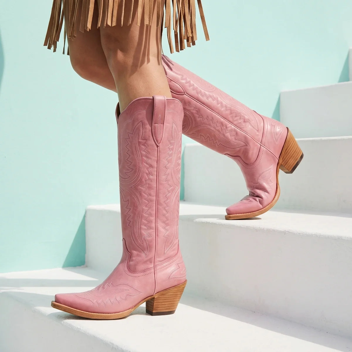 Marlena Embroidered Knee High Cowboy Boots