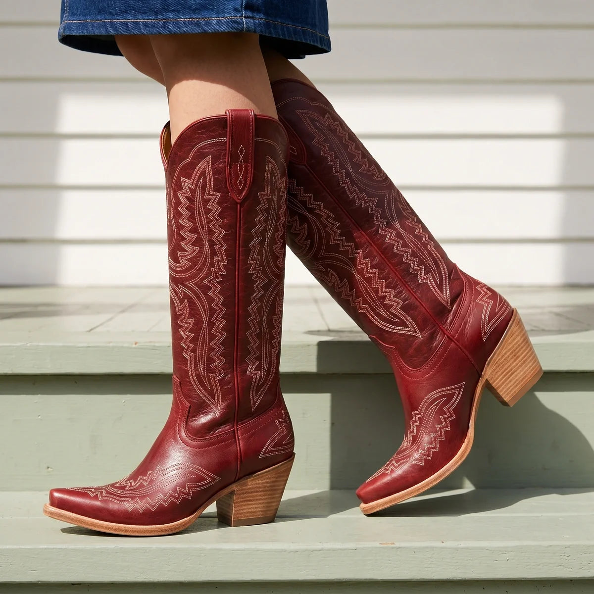 Marlena Embroidered Knee High Cowboy Boots