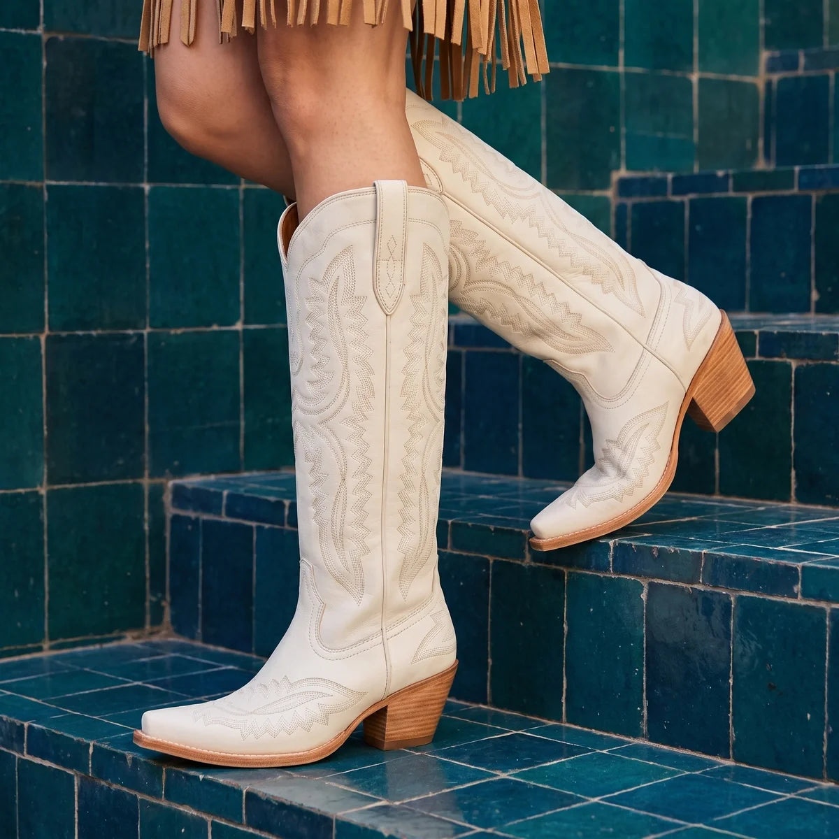 Marlena Embroidered Knee High Cowboy Boots