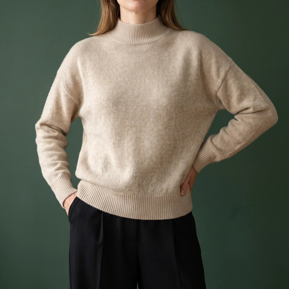 Martina Smooth Knit Mock Neck Relaxed Sweater