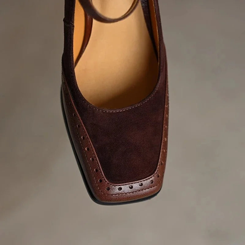 Mary Jane Shoes For Women | Square Toe Block Heel Buckle Strap
