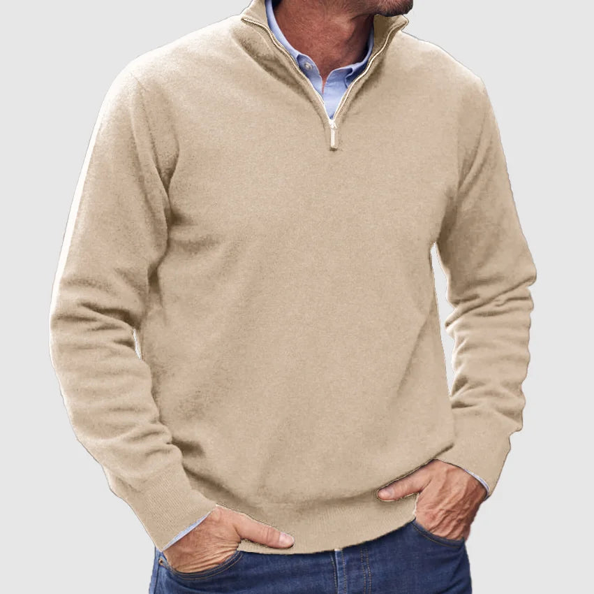 Nicholas | Mens Zip Neck Sweater with Stand Collar | Classic Fit, Soft Feel | Black, Gray, Blue and More S-3XL