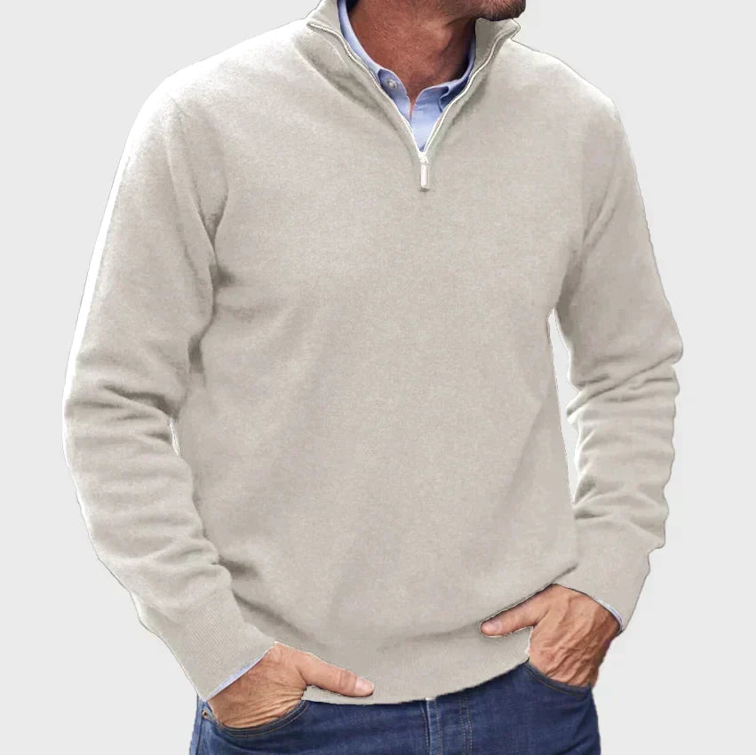 Nicholas | Mens Zip Neck Sweater with Stand Collar | Classic Fit, Soft Feel | Black, Gray, Blue and More S-3XL