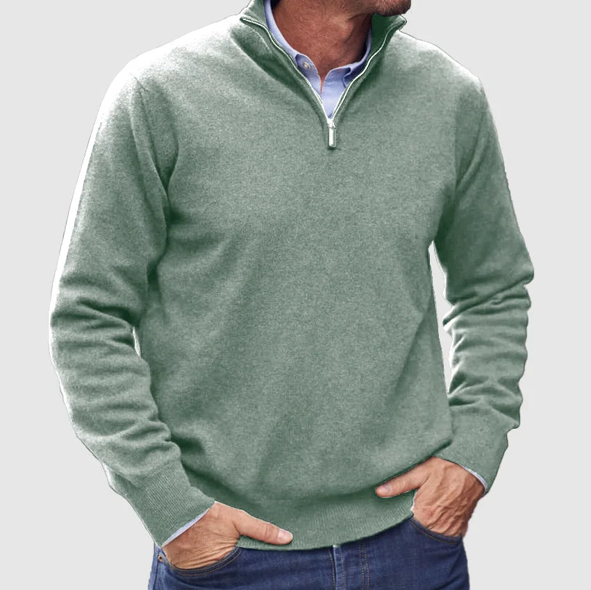 Nicholas | Mens Zip Neck Sweater with Stand Collar | Classic Fit, Soft Feel | Black, Gray, Blue and More S-3XL