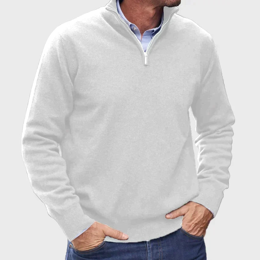Nicholas | Mens Zip Neck Sweater with Stand Collar | Classic Fit, Soft Feel | Black, Gray, Blue and More S-3XL